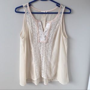 Cream with white lace top